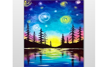 Paint Nite: Starry Lake Sunset Black Light